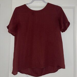 Forever 21 Red Short Sleeve Chiffon Shirt